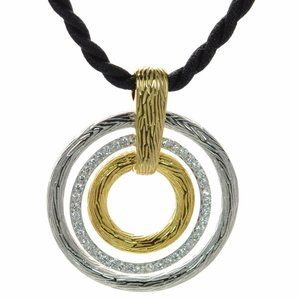 Joseph Esposito 925 Sterling Silver Two-tone Circle Necklace w/Cord